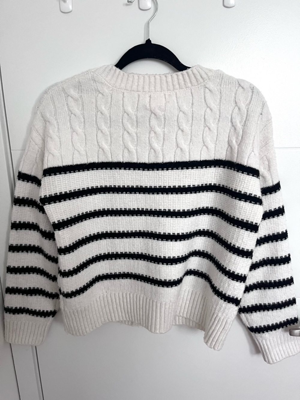 Jessica Simpson Striped Cable-Knit Cardigan - Picture 2 of 3